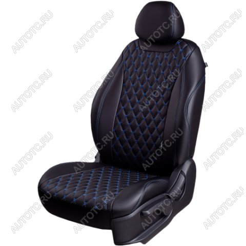 13 949 р. Комплект чехлов для сидений (РЗС 40/60 3Г Орегон) БАЙРОН СТ Lord Autofashion KIA Optima 3 TF дорестайлинг седан (2010-2013) (черный, вставка черная, строчка синяя)  с доставкой в г. Вологда