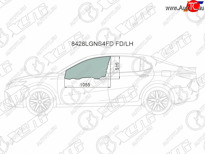 3 399 р. Стекло боковое опускное (Спереди Слева Цвет зеленый Крепления) Toyota Camry (XV70) 17-21  Camry XYG 8428LGNS4FD FD/LH  с доставкой в г. Вологда