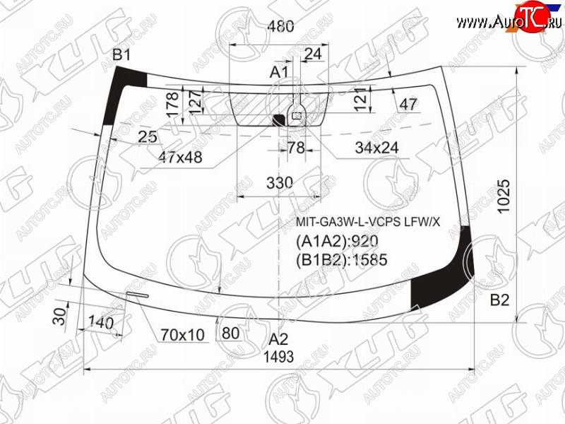 7 699 р. Стекло лобовое (Датчик дождя) Mitsubishi ASX 10-16  Citroen C4 Aircross 12-16  Peugeot 4008 12-15 XYG MIT-GA3W-L-VCPS LFW/X  с доставкой в г. Вологда