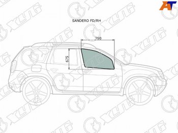2 399 р. Стекло боковое опускное (Спереди Справа Цвет зеленый) Nissan Terrano 14-22  Renault Duster 10-21 XYG SANDERO FD/RH  с доставкой в г. Вологда. Увеличить фотографию 2