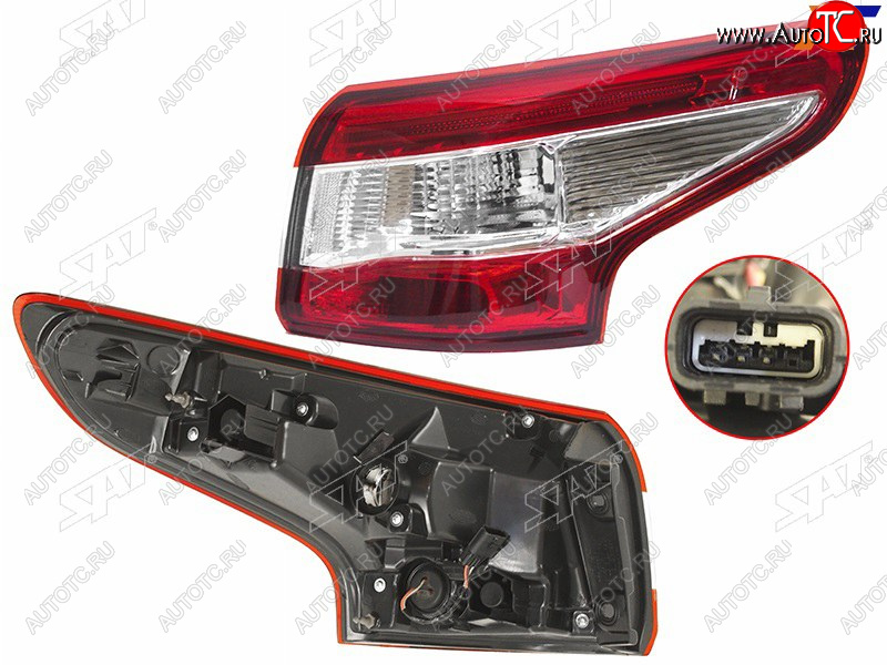 3 499 р. Фонарь задний правый (внешний) SAT  Nissan Qashqai  2 (2013-2019) J11 дорестайлинг  с доставкой в г. Вологда