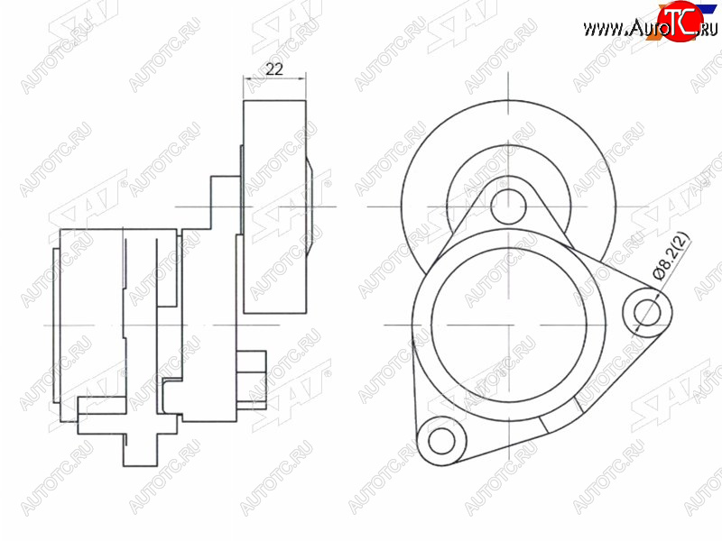 1 849 р. Натяжитель приводного ремня HYUNDAI TERRACAN 2.9D 01-07KIA BONGO III 06- SAT ST-25281-4X000  с доставкой в г. Вологда