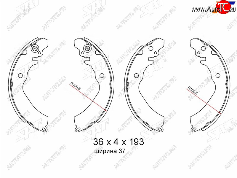 1 059 р. Колодки тормозные барабанные задние RH-LH SAT  Mitsubishi Carisma - Lancer ( 7,  8)  с доставкой в г. Вологда