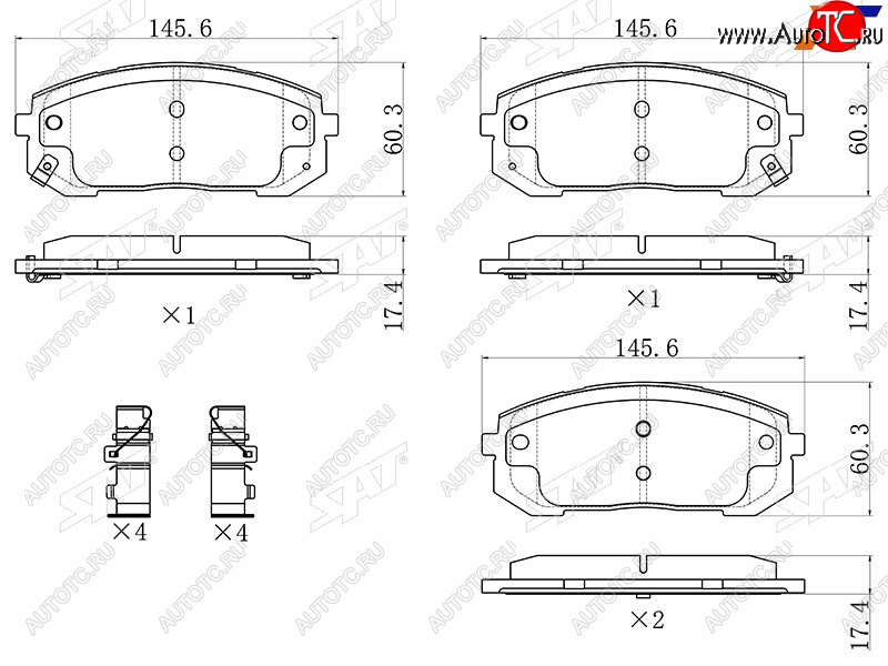 1 099 р. Колодки тормозные передние FR-FL SAT  Hyundai Sonata DN8 (2019-2022)  с доставкой в г. Вологда