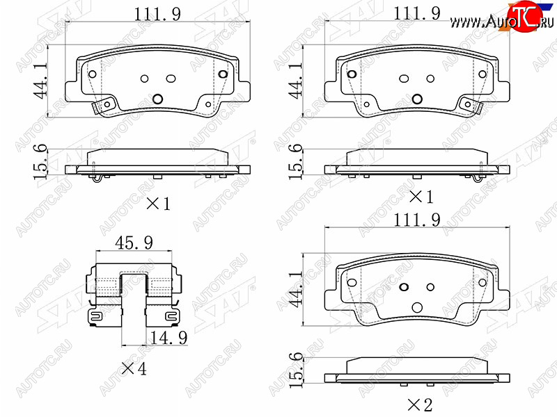 979 р. Колодки тормозные задние LH-RH SAT Hyundai Sonata DN8 (2019-2022)  с доставкой в г. Вологда