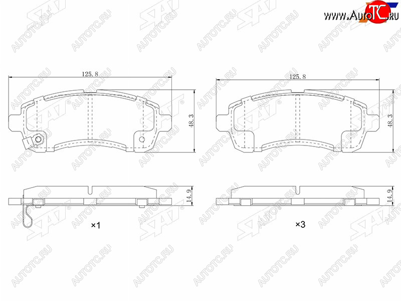 889 р. Колодки тормозные перед FL-FR SAT Mazda Demio 3 DE дорестайлинг (2007-2011)  с доставкой в г. Вологда