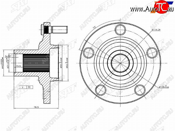 1 199 р. Ступица перед TOYOTA ALPHARDCAMRYHARRIER SAT ST-43502-28100  с доставкой в г. Вологда