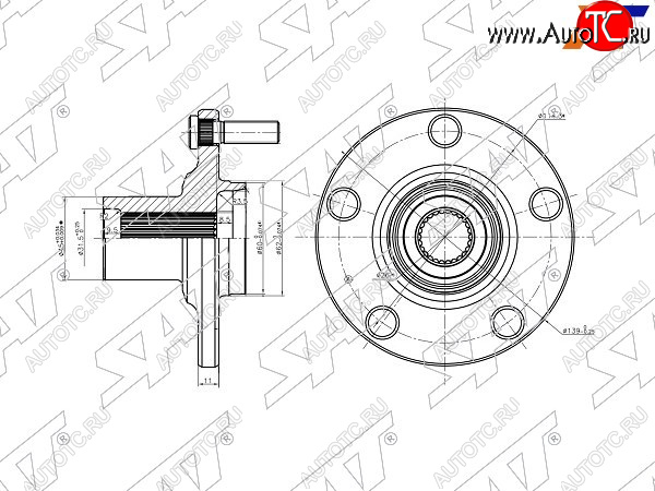 1 299 р. Ступица перед TOYOTA CAMRYHARRIERHIGHLANDERKLUFER 01- SAT ST-43502-28090  с доставкой в г. Вологда