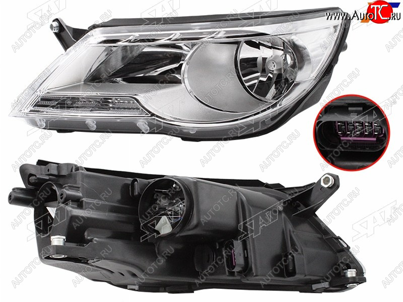 6 899 р. Фара левая (с электрокорректором) SAT Volkswagen Tiguan NF дорестайлинг (2006-2011)  с доставкой в г. Вологда
