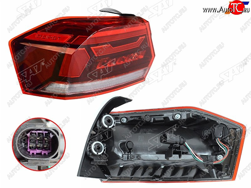 4 099 р. Фонарь задний левый (внешний) SAT  Volkswagen Polo  Mk6 (2020-2022) лифтбек  с доставкой в г. Вологда