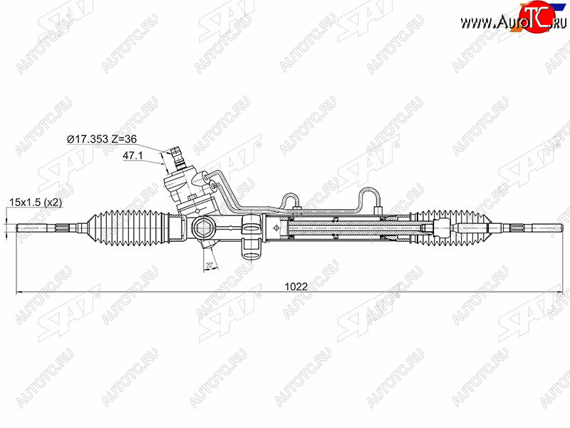 15 099 р. Рейка рулевая LHD SAT Toyota Carina T190 седан рестайлинг (1994-1996)  с доставкой в г. Вологда