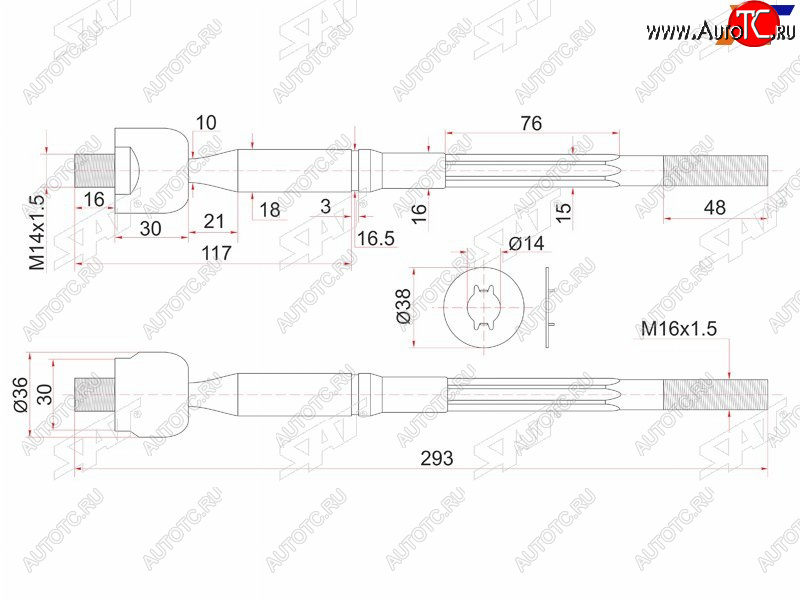1 239 р. Тяга рулевая TOYOTA IPSUM 4WD 01- SAT ST-45503-49115  с доставкой в г. Вологда