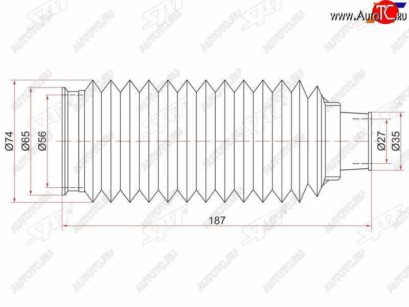 349 р. Пыльник рулевой рейки TOYOTA LAND CRUISER PRADOHILUX SURF 95- LH=RH SAT ST-45535-35030  с доставкой в г. Вологда