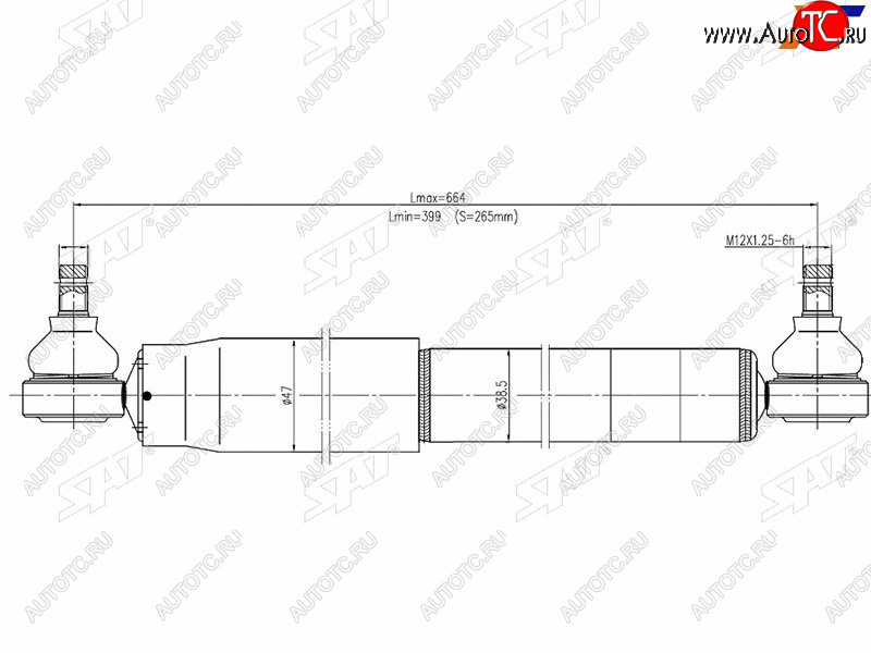 3 999 р. Демпфер рулевого управления TOYOTA LAND CRUISER 90-97 SAT ST-45700-69055  с доставкой в г. Вологда