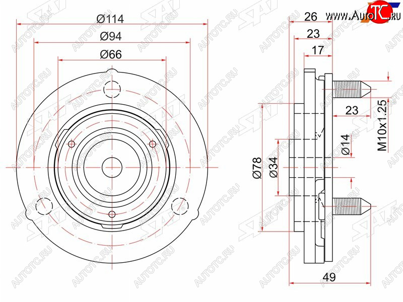 949 р. Опора передней стойки Toyota Land Cruiser Prado (J90) 96-02  Hilux Surf 95-00 (Перед) SAT ST-48609-35030  с доставкой в г. Вологда