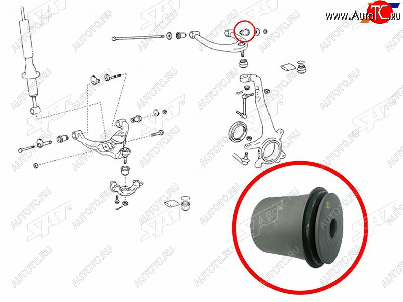 659 р. Сайлентблок Toyota Land Cruiser (J100) 98-07  Lexus LX 98-07  Toyota Land Cruiser Cygnus 98-07 (Св SAT ST-48632-60010  с доставкой в г. Вологда