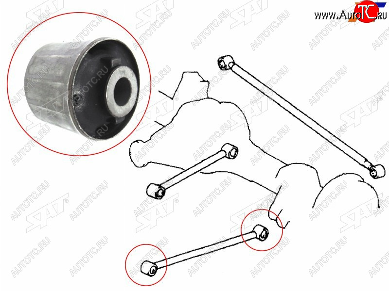 479 р. Сайлентблок Toyota Land Cruiser (J100) 98-07  Lexus LX 98-07  Toyota Land Cruiser Cygnus 98-07 (За SAT ST-48702-60100  с доставкой в г. Вологда