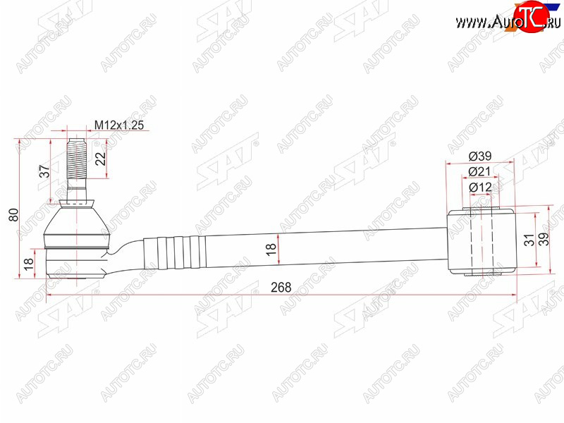 1 399 р. Тяга задняя поперечная с шаровой опорой TOYOTA CHASERCRESTAMARK 2 1992-1996 SAT ST-48710-22300  с доставкой в г. Вологда