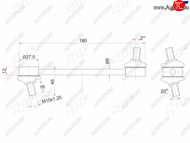 489 р. Тяга стабилизатора заднего TOYOTA CorollaSprinter 4WD SAT ST-48830-12050  с доставкой в г. Вологда