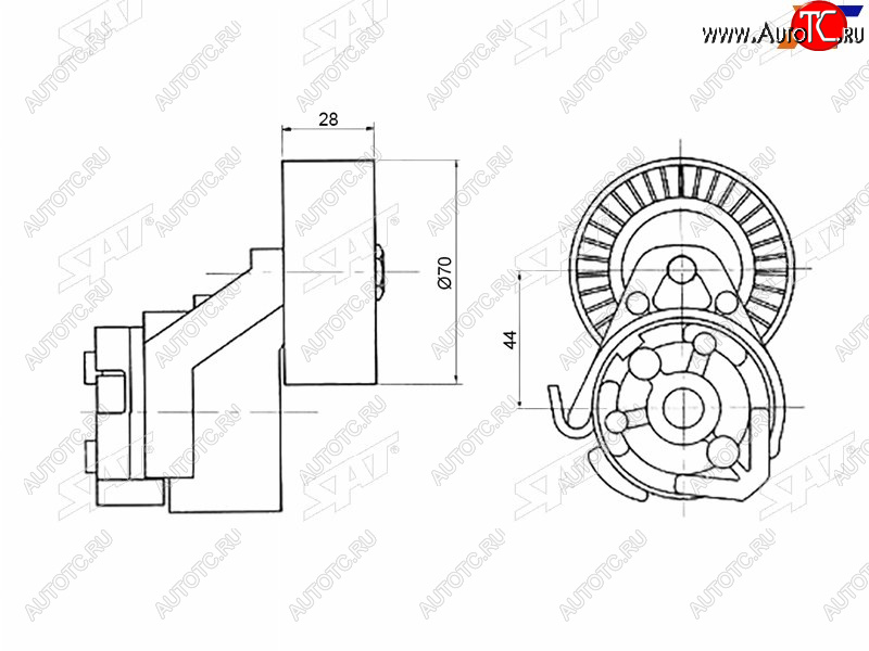 1 599 р. Натяжитель приводного ремня FIAT DUCATOIVECO DAILY 2,3 02- SAT ST-504086751  с доставкой в г. Вологда