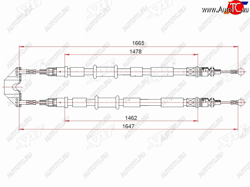 1 439 р. Трос ручного тормоза SAT Opel Astra H хэтчбек 5дв рестайлинг (2007-2015)  с доставкой в г. Вологда