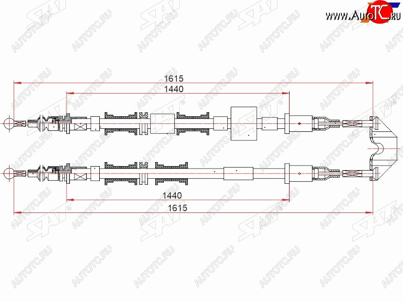 1 599 р. Трос ручного тормоза LH-RH SAT Opel Meriva A (2002-2010)  с доставкой в г. Вологда