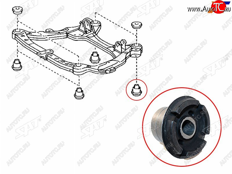 869 р. Сайлентблок Toyota Camry (XV30) 01-06  Harrier (XU30) 03-13  Daihatsu Altis 01-05  Lexus ES 03-06 SAT ST-52217-28010  с доставкой в г. Вологда