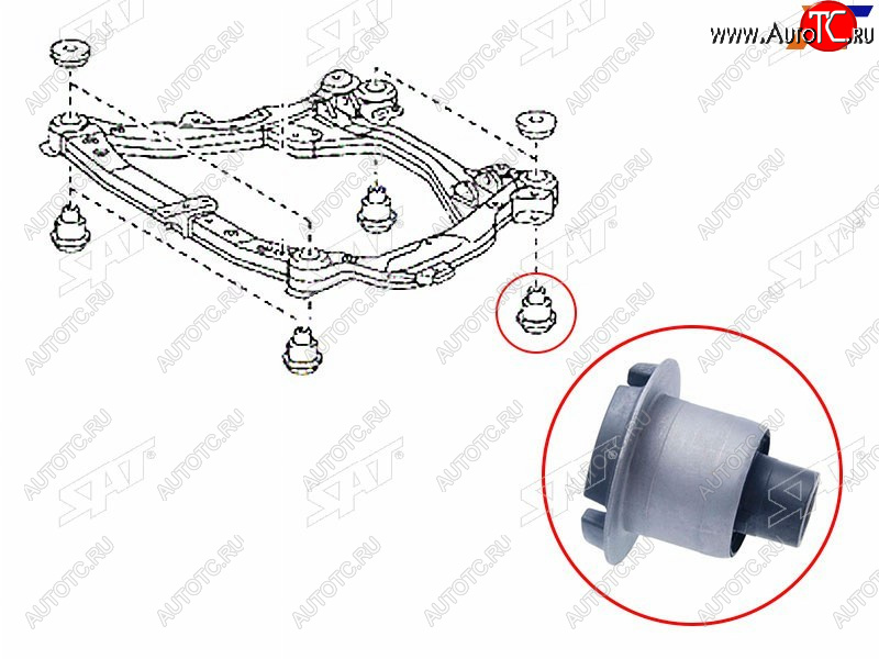 969 р. Сайлентблок Toyota Camry (XV40,XV50) 06-21  Lexus ES 06-18  Toyota Avalon 04-12  Camry UAEUSA 06 SAT ST-52217-33020  с доставкой в г. Вологда
