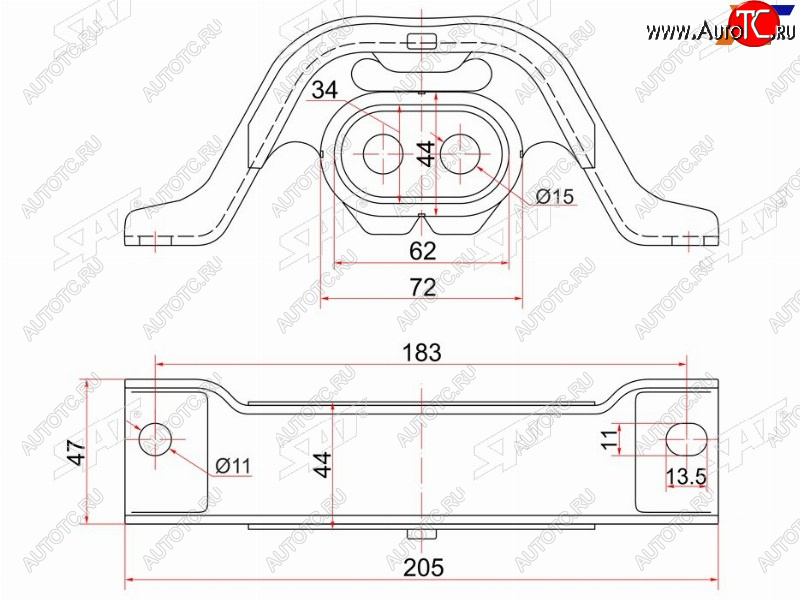 1 499 р. Подушка заднего дифференциала TOYOTA COROLLA 91-02SPACIO 97-00SPRINTER 91-02 SAT ST-52291-12010  с доставкой в г. Вологда