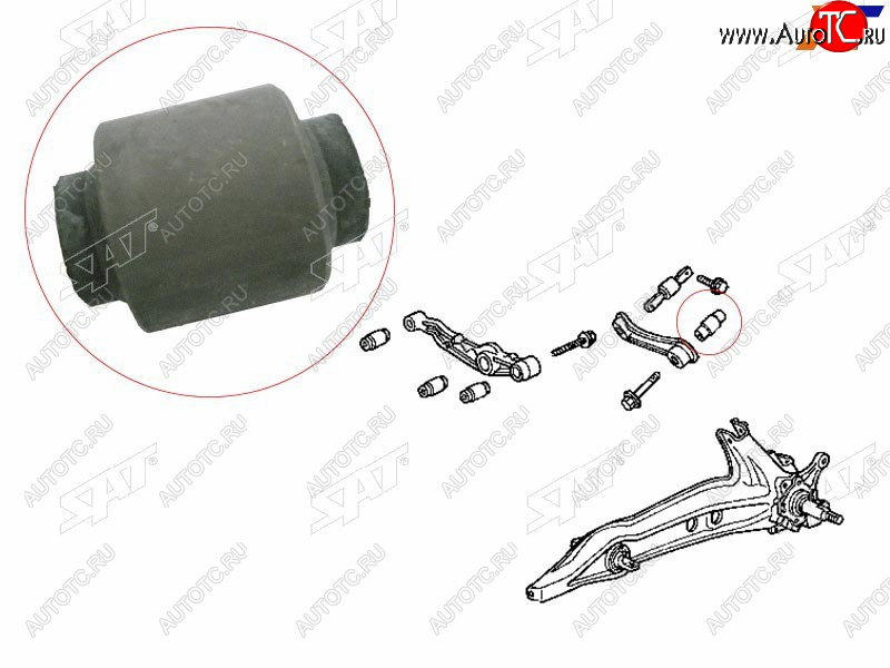 253 р. Сайлентблок Honda Civic 87-95  Civic Ferio 91-95  Domani 92-96  Integra 89-00 (Сверху Зад) SAT ST-52395-SH3-004  с доставкой в г. Вологда