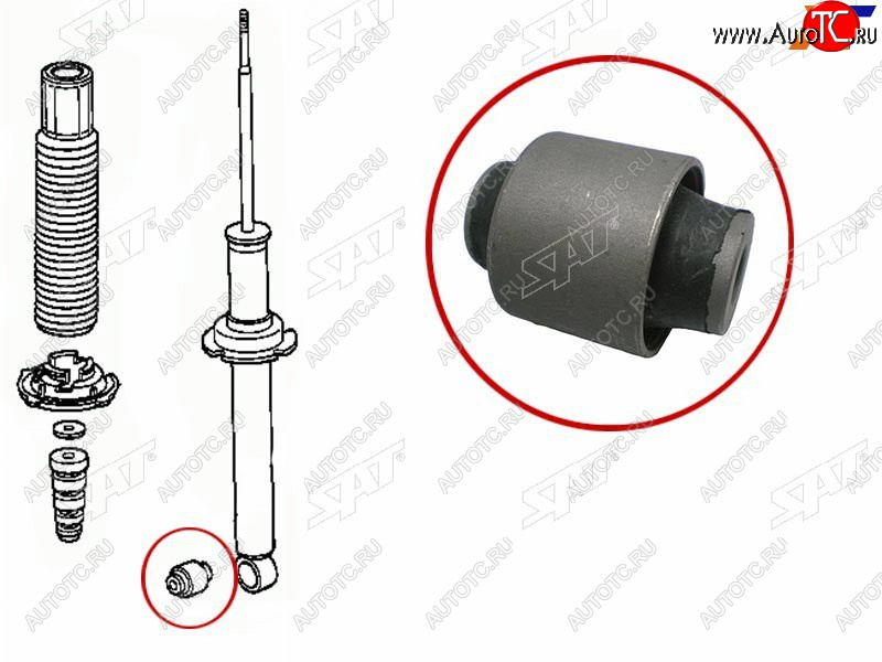 254 р. Сайлентблок Honda Accord 97-03  Avancier 99-03  Inspire 98-03  Saber 98-03 (Зад) SAT ST-52622-S84-A01  с доставкой в г. Вологда