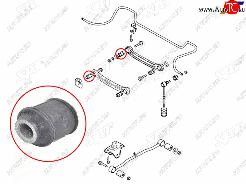 182 р. Сайлентблок заднего поперечного рычага (ТАГАЗ) HYUNDAI ACCENT 99-12                                  SAT ST-52773-25000  с доставкой в г. Вологда
