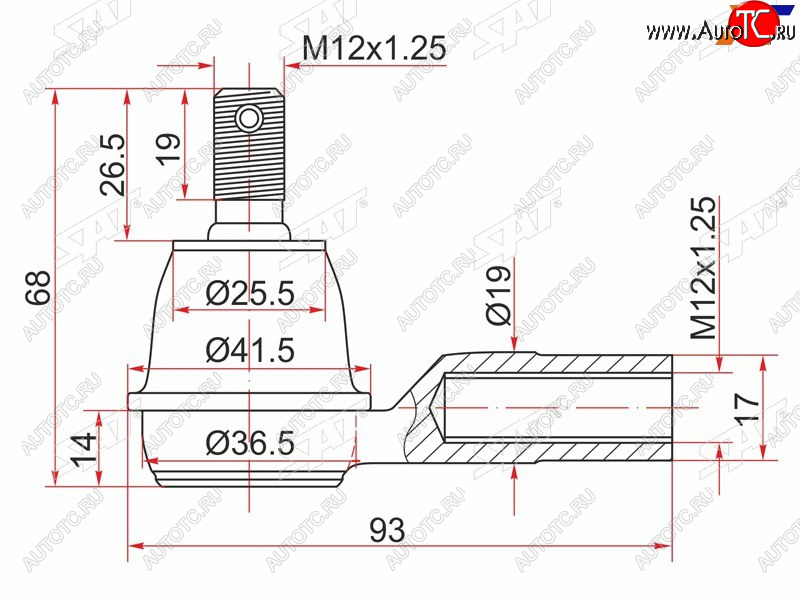 499 р. Наконечник рулевой тяги HR-V SAT ST-53540-SX8-T01  с доставкой в г. Вологда