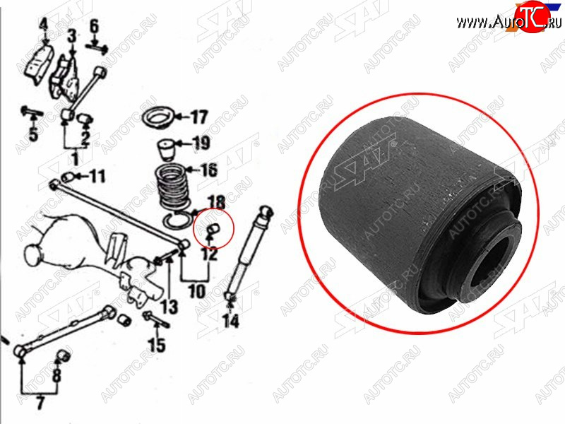 369 р. Сайлентблок Nissan Pathfinder 95-04  Terrano 95-02  Chrysler Pacifica 03-08  Infiniti QX4 96-03  SAT ST-55135-11C00  с доставкой в г. Вологда