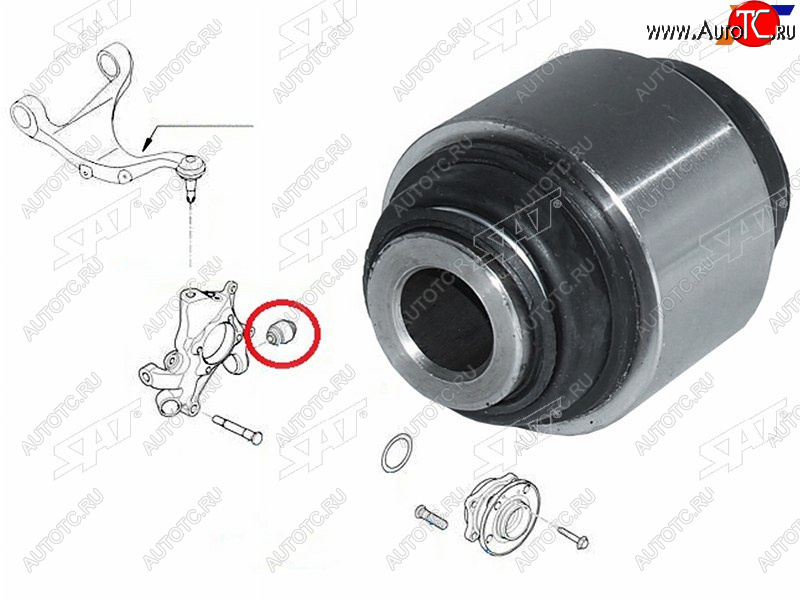 519 р. Сайлентблок Hyundai Elantra 06-12  Santa Fe 05-19  Sonata 09-19  Kia Carnival 06-14  Ceed 06-12 SAT ST-55130-4D000  с доставкой в г. Вологда
