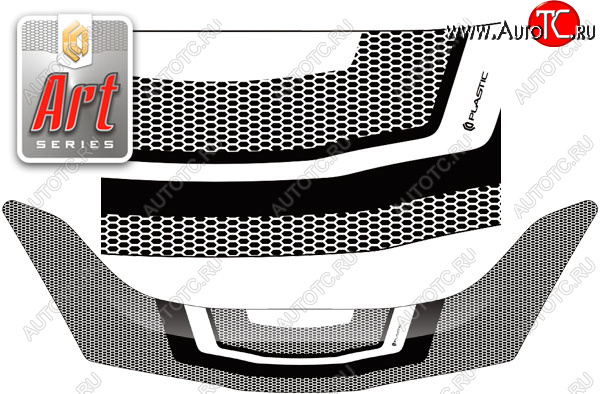 2 479 р. Дефлектор капота CA-Plastic  Honda Fit  2 (2010-2014) GE 1-ый рестайлинг, GE 2-ой рестайлинг (серия ART белая)  с доставкой в г. Вологда