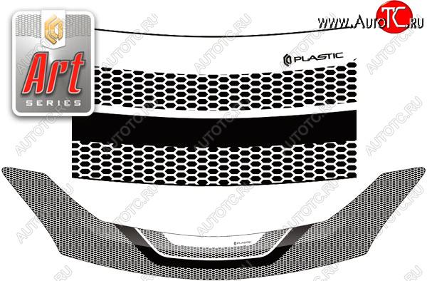 2 299 р. Дефлектор капота CA-Plastic  Toyota Ractis (2010-2016) (серия ART белая)  с доставкой в г. Вологда