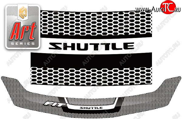 2 159 р. Дефлектор капота CA-Plastic  Honda Fit Shuttle  1 GP2,GG7,GG8 (2011-2013) дорестайлинг (серия ART графит)  с доставкой в г. Вологда