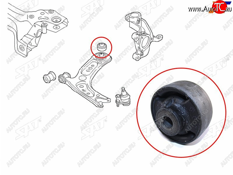 399 р. Сайлентблок Audi A3 12-19  Skoda Karoq 17-  Kodiaq 16-22  Octavia 04-20  Volkswagen Golf 12-19  SAT ST-5Q0407183E  с доставкой в г. Вологда