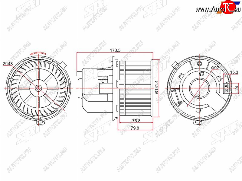 2 599 р. Мотор отопителя салона Ford Transit 06-14 SAT ST-7188531  с доставкой в г. Вологда
