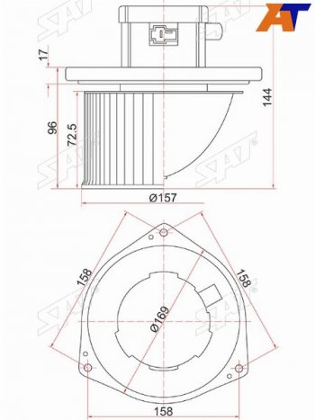 Мотор отопителя салона Mitsubishi L200 07-16  Pajero Sport 08-17  Nissan Patrol 97-10  Mitsubishi SAT ST-7802A105