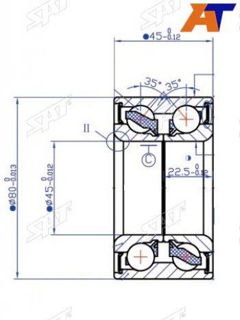 1 289 р. Подшипник перед ступицызадней VW TRANSPORTER 90- SAT ST-7D0498625  с доставкой в г. Вологда. Увеличить фотографию 2