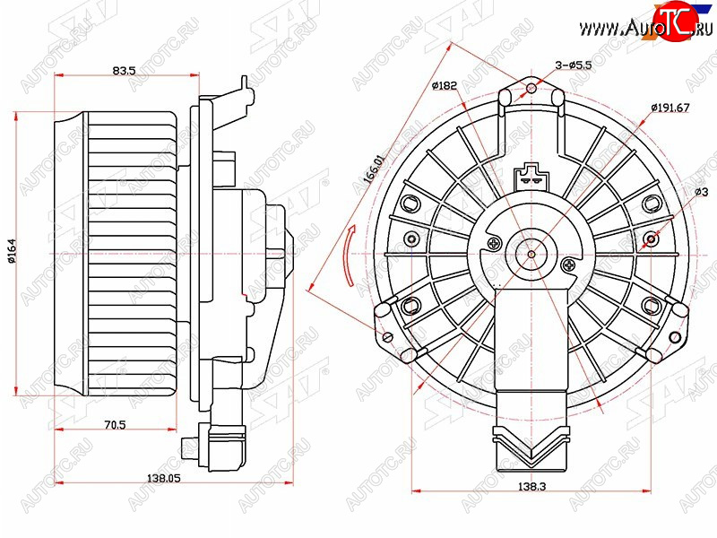 2 699 р. Мотор отопителя салона Honda Civic 05-12  Civic USA 05-08  Jeep Wrangler 06-18 SAT ST-79310-SNK-K01  с доставкой в г. Вологда
