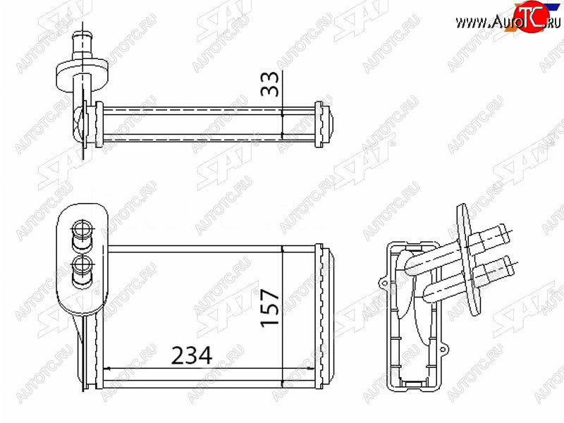 1 289 р. Радиатор отопителя салона AUDI A3 96-98SKODA OCTAVIA 98-98VOLKSWAGEN GOLF 91-98 (трубчатый) SAT ST-87-0022  с доставкой в г. Вологда