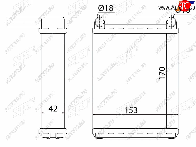 1 339 р. Радиатор отопителя салона MERCEDES SPRINTER 95-06 дополнительный (трубчатый) SAT ST-87-0039  с доставкой в г. Вологда