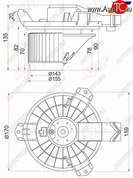 2 889 р. Мотор отопителя салона Honda Insight 08-14  Toyota Hiace 04-20 SAT ST-87103-26110  с доставкой в г. Вологда
