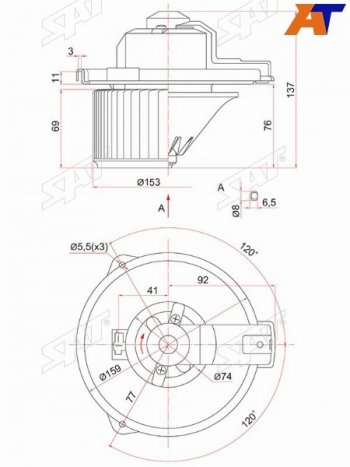 Мотор отопителя салона Mitsubishi Pajero 91-00  Toyota RAV4 (XA10) 94-00  Vitz 99-05  4Runner 89- SAT ST-87103-42020