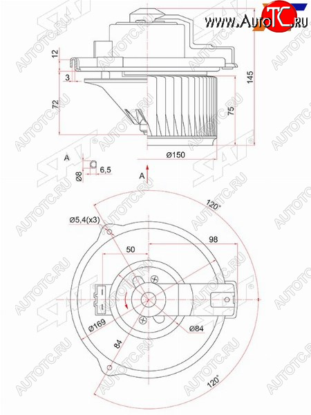 2 699 р. Мотор отопителя салона Mitsubishi Pajero 99-06  Toyota Camry (XV20,XV30) 96-06  Harrier (XU30) 03- SAT ST-87103-33040  с доставкой в г. Вологда