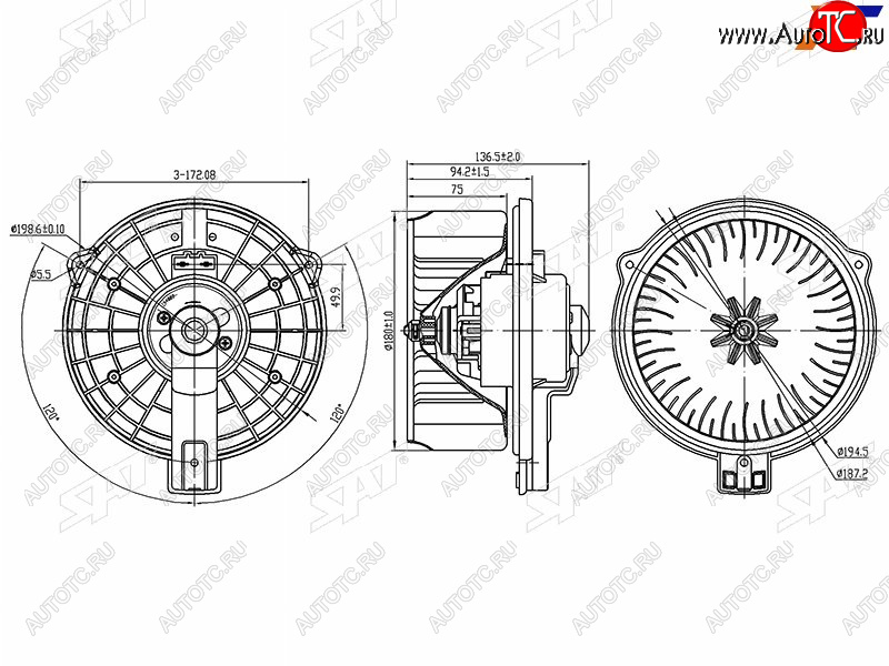 3 399 р. Мотор отопителя салона Lexus GS 97-04  RX 97-03  Toyota Highlander 00-07  Kluger V 00-07 SAT ST-87103-30390  с доставкой в г. Вологда