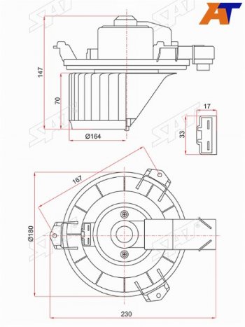 2 569 р. Мотор отопителя салона Ford Mondeo 14-19  Toyota Land Cruiser Prado (J120) 02-09  Lexus GX 02-09  SAT ST-87103-35060  с доставкой в г. Вологда. Увеличить фотографию 3